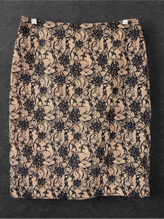 Talbots Dresses & Skirts - Talbots Black Lace Overlay Pencil Skirt - Nude Base, Fully Lined, Back Zip, Sz 4